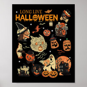 Lang lebe Halloween Vintage-Kürbis-Hexen-Geister-B Poster
