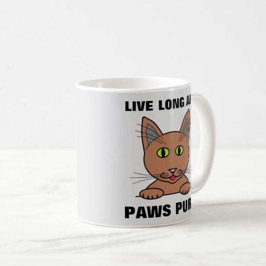 Lang leben und Paws Purr Funny Cat Kaffeetasse (VorderseiteRechts)