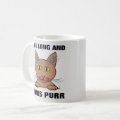 Lang leben und Paws Purr Funny Cat Kaffeetasse (Vorderseite Links)