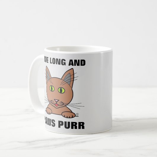 Lang leben und Paws Purr Funny Cat Kaffeetasse (Vorderseite Links)