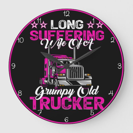 Lang leidende Ehefrau Grumpy Trucker Große Wanduhr (Vorderseite)