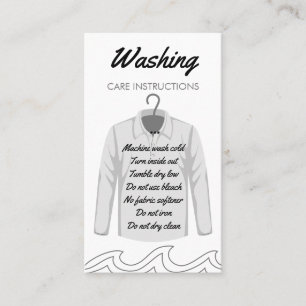 Langarm-Hals-Shirt Waschpflegehinweis Visitenkarte