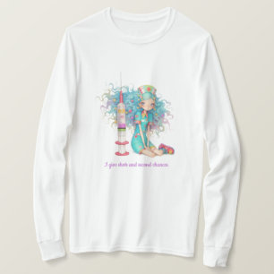 Langarm Ich gebe Spritzen und zweite Chancen. Kran T-Shirt