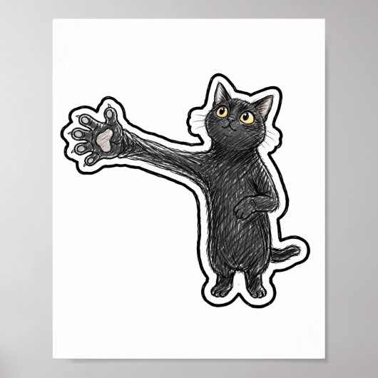 Langarm-Schwarze Katze Poster (Vorne)