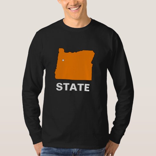 Langärmeliger T - Shirt mit Oregon Staat Kontur (Vorderseite)
