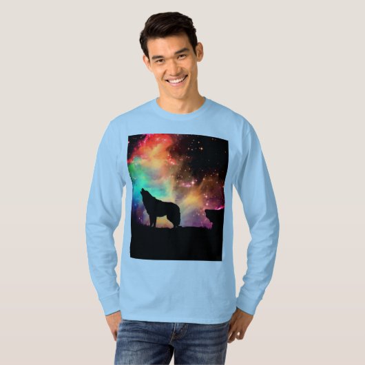 Langärmelmann T-Shirt mit Wolf (Vorne ganz)