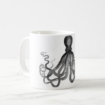 Langbeinige Kaffeetasse mit Krake