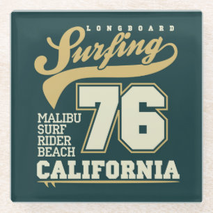 Langboard-Surfen Kalifornien 76 Glasuntersetzer