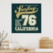 Langboard-Surfen | Kalifornien 76 Poster (Küche)