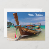 Langboot, Krabi, Thailand, Schwanz Feiertagspostkarte (Vorne/Hinten)