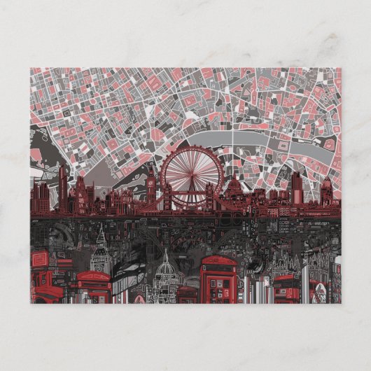 Langdon-Skyline abstrakt Postkarte (Vorderseite)