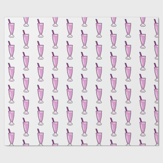 Lange coole Rosa Milkshake Geschenkpapier (Flach)