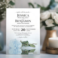 Lange Dusty Blue Rose Elegante Hochzeit