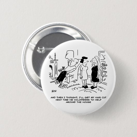 Lange Frisur ohne Haarschnitt oder Haarstyling Button (Vorne & Hinten)