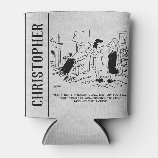 Lange Frisur ohne Haarschnitt oder Haarstyling Dosenkühler (Vorderseite)