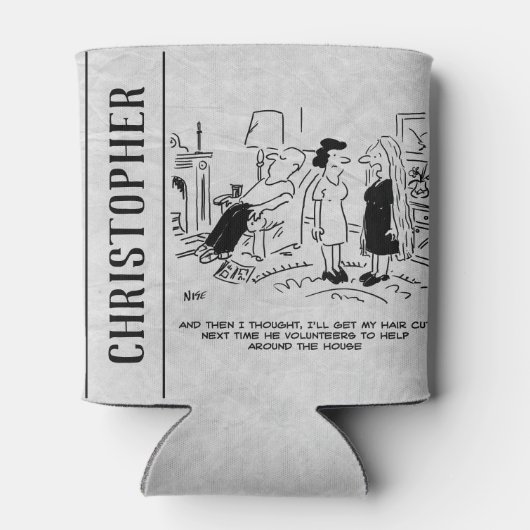 Lange Frisur ohne Haarschnitt oder Haarstyling Dosenkühler (Rückseite)