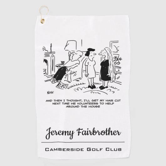 Lange Frisur ohne Haarschnitt oder Haarstyling Golfhandtuch (Vorderseite)