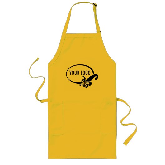 Lange gelbe Schürze Uniform mit Taschen-Logo (Vorne)