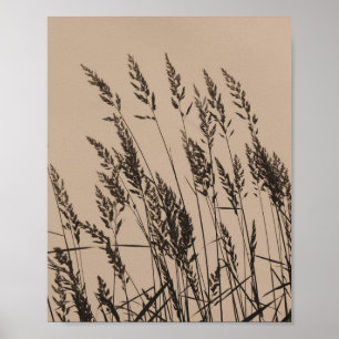 Lange Gras bei Dämmerung in Sepia Poster