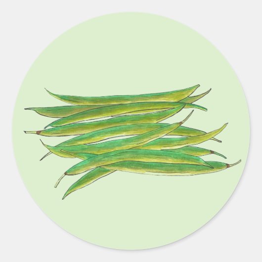 Lange grüne Bohnen Gemüsegarten Veggies Veg Runder Aufkleber (Vorderseite)
