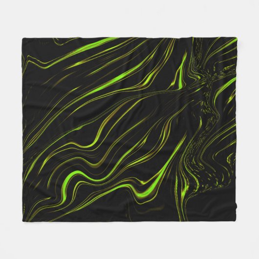 Lange, grüne, weiche Linien auf dunklem Hintergrun Fleecedecke (Vorderseite (Horizontal))