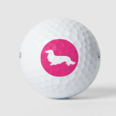 Lange Haare Dackel Rosa Golfer Geschenk Golfball (Vorderseite)