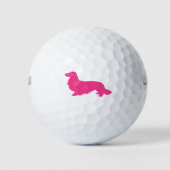 Lange Haare Dackel Rosa Golfer Geschenk Golfball (Vorderseite)