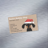 Lange Haare Dackel Welpe in Santa Clause Hat Magnetische Visitenkarte (Beispiel)