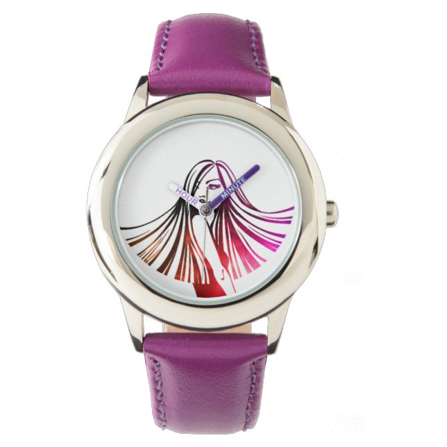 Lange haarige Schönheitswache Armbanduhr (Vorderseite)