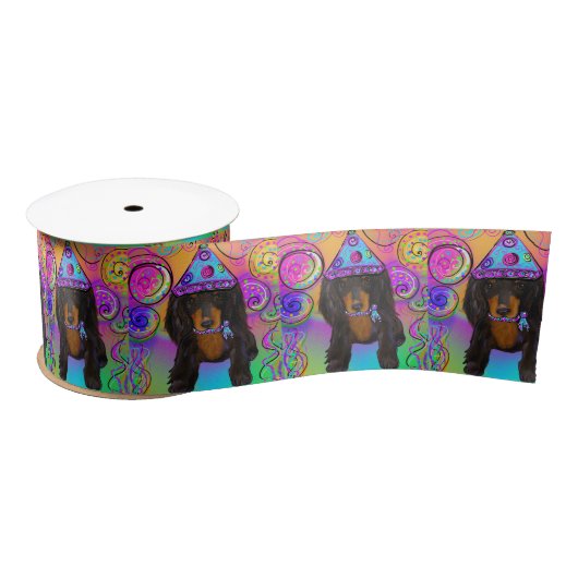 LANGE HAIRED BLACK DACKEL SATINBAND (Spule)