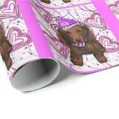 LANGE HAIRED RED DACKEL GESCHENKPAPIER (Rolleneckpunkt)