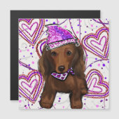 LANGE HAIRED RED DACKEL MAGNETKARTE (Vorne/Hinten)