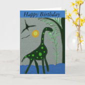 Lange halsackte Dinosaurier-Grußkarte Karte (Gelbe Blume)