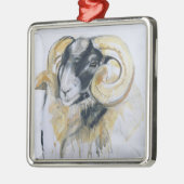Lange Horn-Schafe Silbernes Ornament (Links)