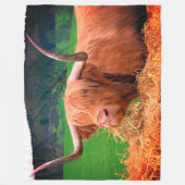 Lange Hornkuh Fleecedecke (Vorderseite)