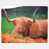 Lange Hornkuh Fleecedecke (Vorderseite (Horizontal))