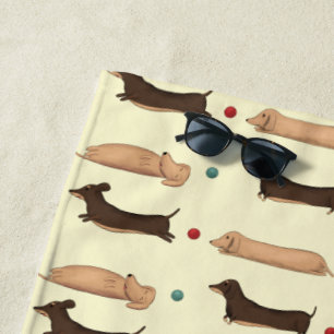 Lange Hunde - Dackeln Gelb und Rot Strandtuch