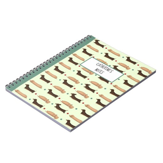 Lange Hunde - Dackeln Grünes Notebook Notizblock (Linke Seite)