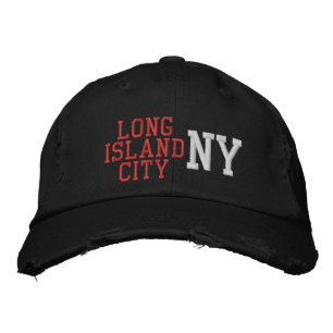 LANGE INSEL STADT NY Red White Black Vintag Style Bestickte Baseballkappe