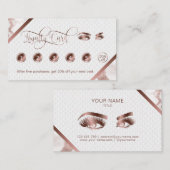 Lange Lashes und Brows Makeup Rose Gold Marmor Treuekarte (Vorne/Hinten)