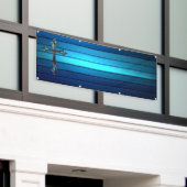 lange leere Kirche der blauen queren blauen Planke Banner (Äußeres Gebäude)