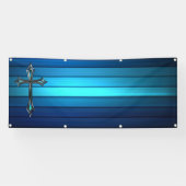 lange leere Kirche der blauen queren blauen Planke Banner (Horizontal)