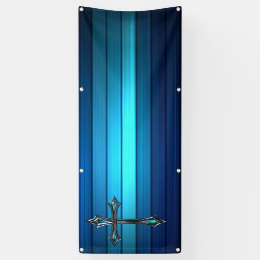 lange leere Kirche der blauen queren blauen Planke Banner (Vertikal)