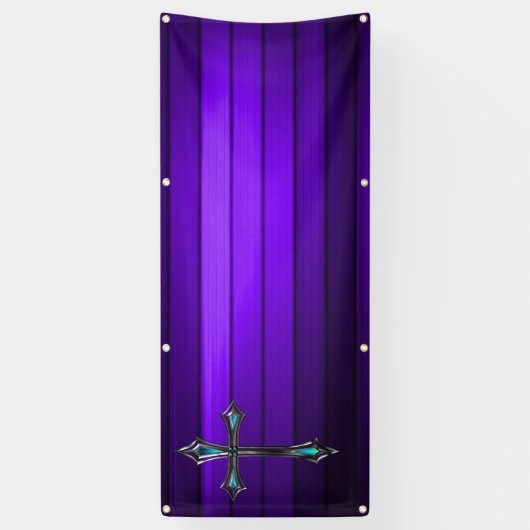 lange leere Kirche der blauen queren lila Planke Banner (Vertikal)