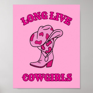 Lange Live-Cowgirls Rosa Preppy Poster