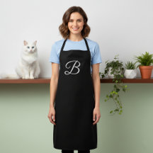 Lange massive schwarze monogrammierte Schürze