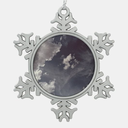 Lange Metallwolke Schneeflocken Zinn-Ornament (Vorderseite)