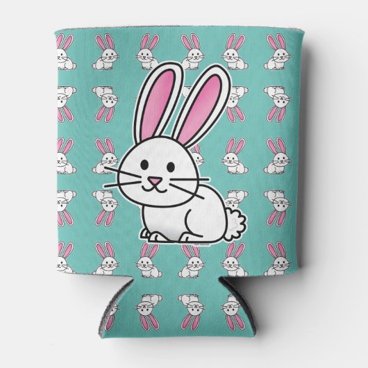 Lange Ohren des glücklichen weißen flaumigen Dosenkühler (Vorderseite)