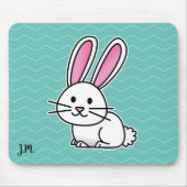 Lange Ohren des glücklichen weißen flaumigen Mousepad (Vorne)