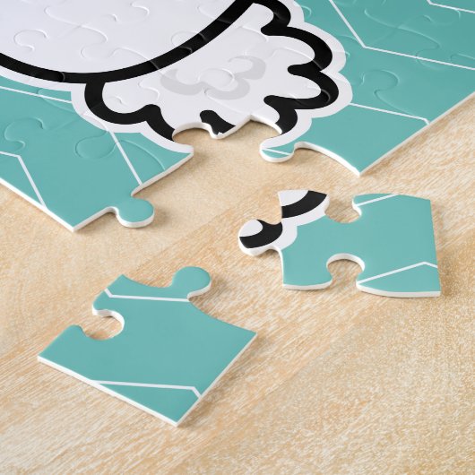 Lange Ohren des glücklichen weißen flaumigen Puzzle (Seite)